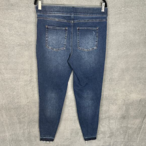 Spanx Jeans Womens Extra Large Blue Pullon Stretch Skinny Ankle Raw Hem Slimming - Picture 5 of 14